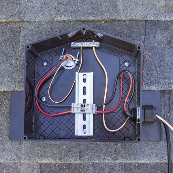 EZ Solar Junction Box JB-1.XL installed top open